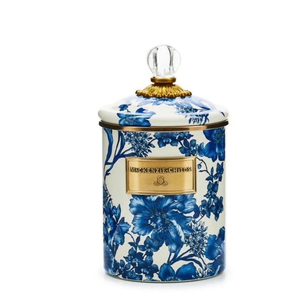 MacKenzie-Child Royal English Canister Blue and White 3pc Set New NIB